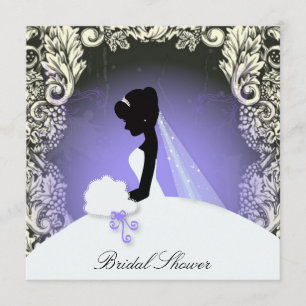 vintage floral bride silhouette bridal shower invitation