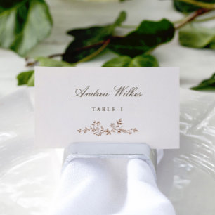 Vintage Floral Brown & Cream Wedding Escort Cards