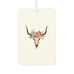 Vintage Floral Bull Skull Boho Western Botanical I Car Air Freshener