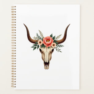 Vintage Floral Bull Skull Boho Western Botanical I Planner