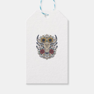 Vintage Floral Bull Skull Western Gift Tags