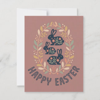 Vintage Floral Bunny Easter Spring Card For Mom