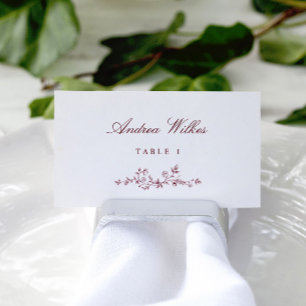 Vintage Floral Burgundy Red Wedding Escort Cards