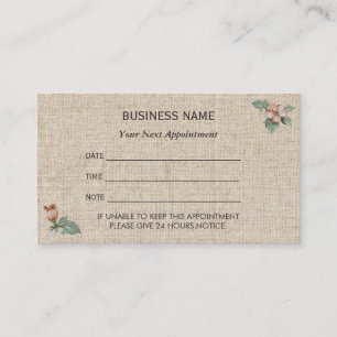 Vintage Floral Burlap Appointment Reminder Card