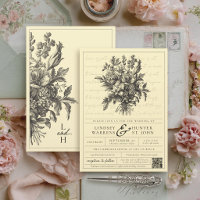 Vintage Floral Butter Yellow QR Christian Wedding