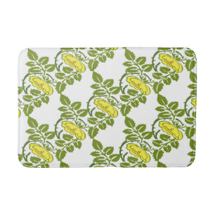 Vintage Floral Buttercup wallpaper damask Bath Mat