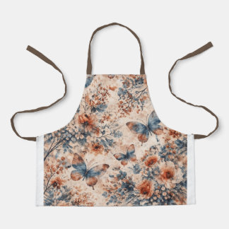 Vintage Floral Butterfly Botanical Pattern Apron