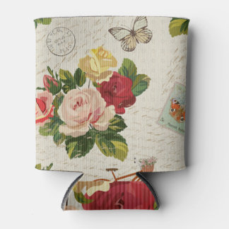 Vintage floral, butterfly elegance can cooler