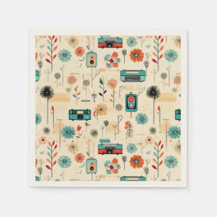 Vintage Floral & Camera Pattern (2) Napkin