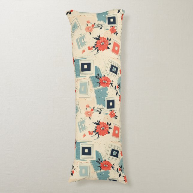 Vintage Floral & Camera Pattern (3) Body Cushion (Front Vertical)