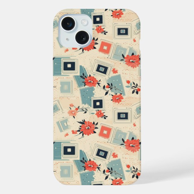 Vintage Floral & Camera Pattern (3) iPhone Case (Back)