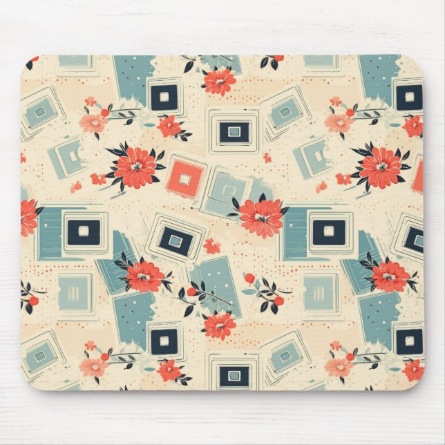 Vintage Floral & Camera Pattern (3) Mouse Mat (Front)