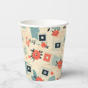 Vintage Floral & Camera Pattern (3) Paper Cups