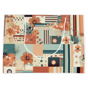 Vintage Floral & Camera Pattern (4) Large Gift Bag