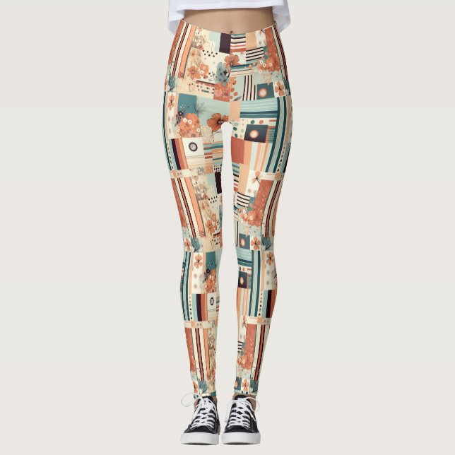 Vintage Floral & Camera Pattern (4) Leggings (Front)