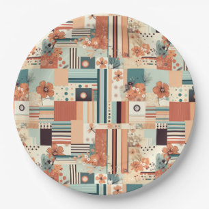Vintage Floral & Camera Pattern (4) Paper Plate