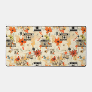 Vintage Floral & Camera Pattern (5) Desk Mat