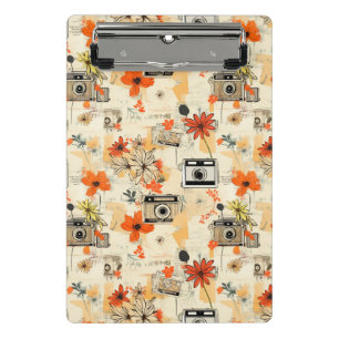 Vintage Floral & Camera Pattern (5) Mini Clipboard