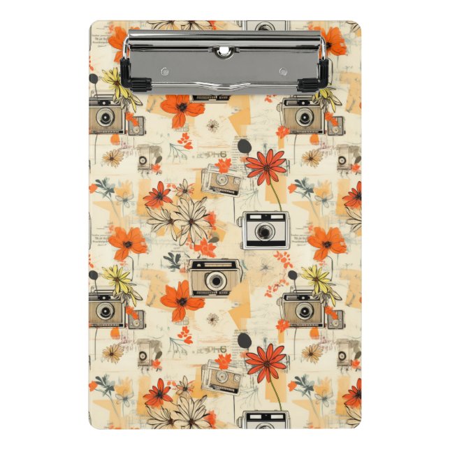 Vintage Floral & Camera Pattern (5) Mini Clipboard (Front)