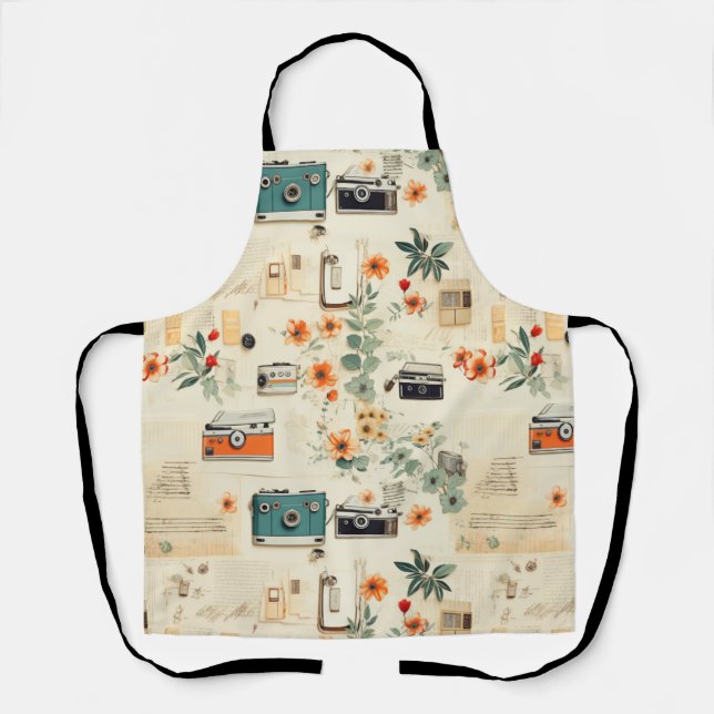 Vintage Floral & Camera Pattern (6) Apron (Front)