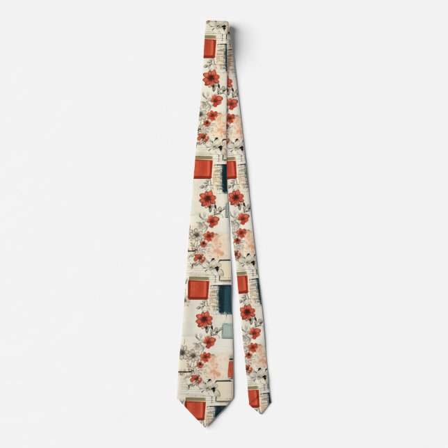 Vintage Floral & Camera Pattern (7) Tie (Front)
