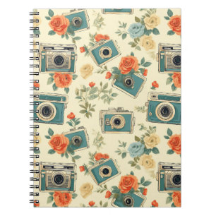 Vintage Floral & Camera Pattern Notebook