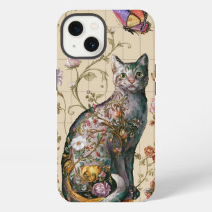 Vintage Floral Cat Art William Morris inspired iPhone 13 Case