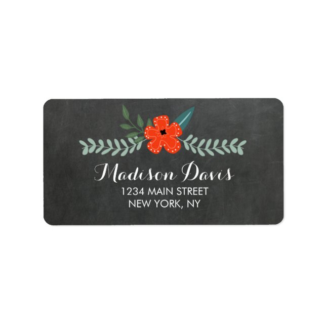 Vintage Floral Chalkboard Wedding Address Labels (Front)