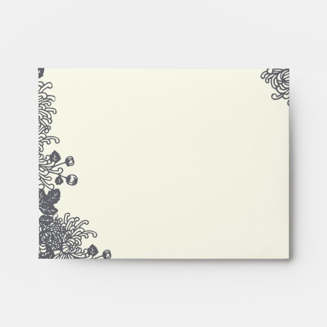 Vintage Floral Charcoal Grey Ivory Envelopes (Front)