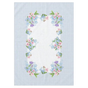 Vintage floral, chequered &dots tablecloth 60"x84"