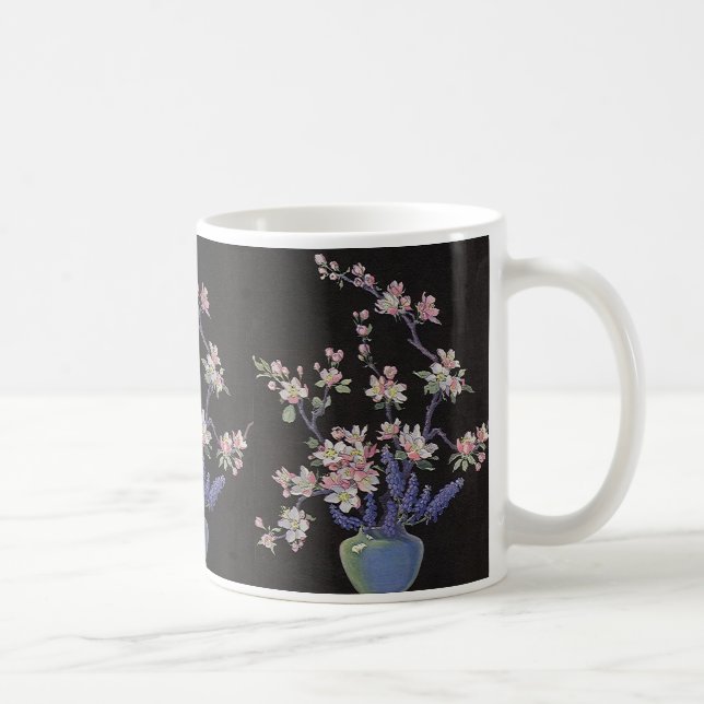 Vintage Floral, Cherry Blossoms Flowers in a Vase Coffee Mug (Right)
