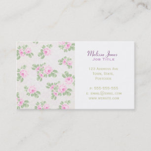 Vintage floral chic pink roses business card