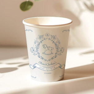 Vintage floral Chinoiserie Toile Baby shower Paper Cups