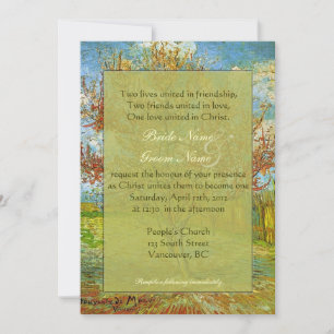 Vintage floral Christian wedding invitations. Invitation