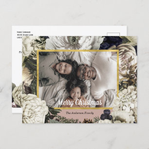 Vintage Floral Christmas photo postcard