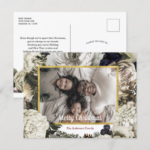 Vintage Floral Christmas photo postcard
