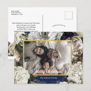 Vintage Floral Christmas photo postcard