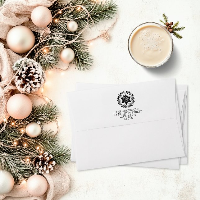 Vintage Floral Christmas Self-inking Stamp (Shabby Chic Floral Christmas Self-inking Stamp)