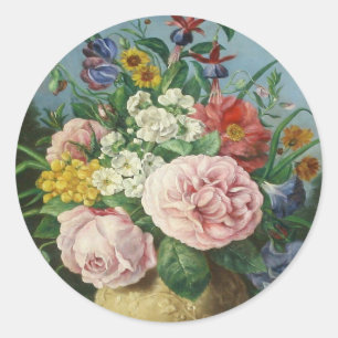 vintage floral classic round sticker