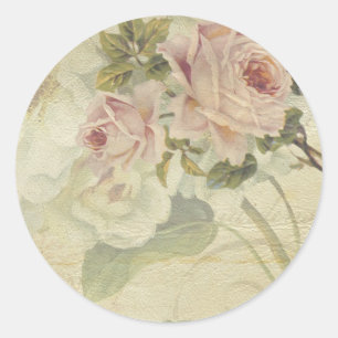 vintage floral classic round sticker
