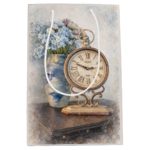 Vintage Floral Clock Gift Bag – Cottage Core Style
