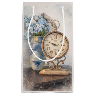 Vintage Floral Clock Gift Bag – Cottage Core Style