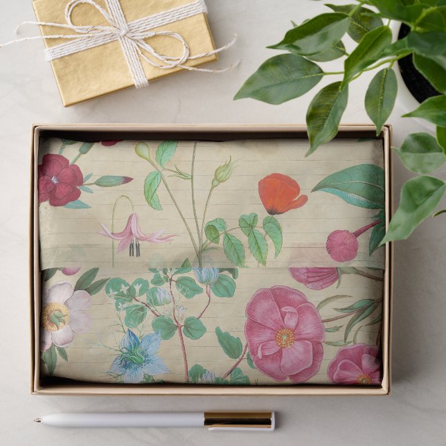 Vintage Floral Collage Tissue Paper Sheet (Gift)