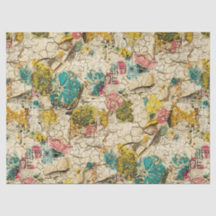 Vintage Floral Collage with Aged Paper Texture