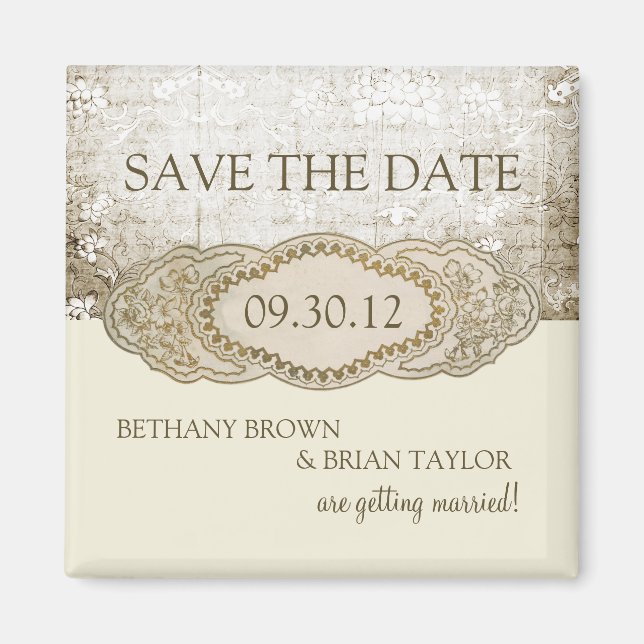 Vintage Floral Collection Save the Date Magnet (Front)