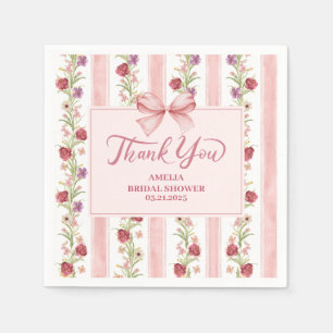 Vintage floral Coquette pink bow bridal shower Napkin