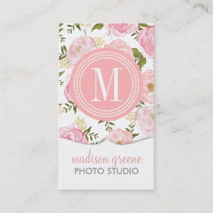 Vintage Floral Coral Peach Girly Flowers Business Card