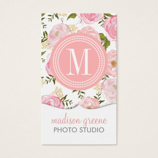 Vintage Floral Coral Peach Girly Flowers Business Card