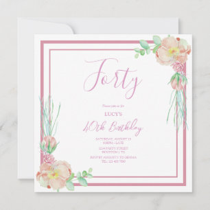 Vintage Floral Corner Decoration Birthday Invitation