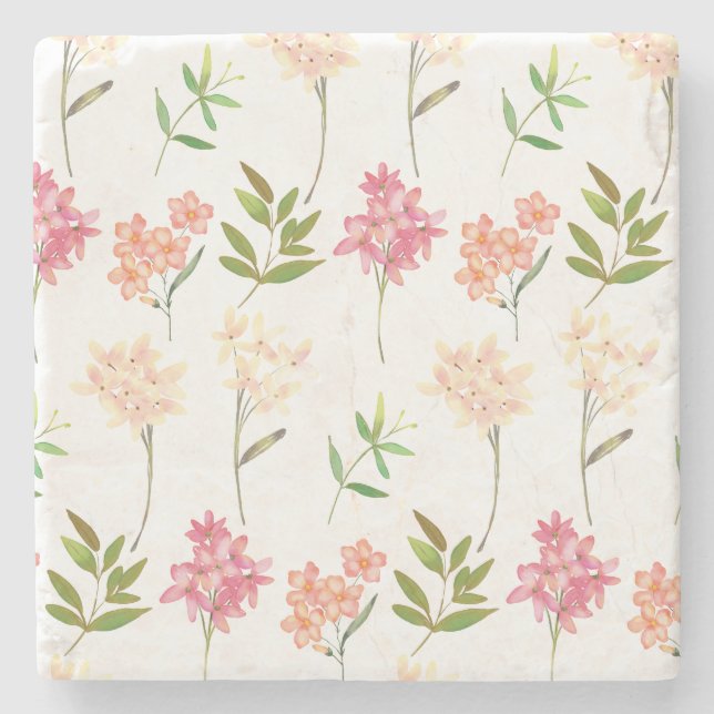 Vintage floral cottage traditional flowers stone coaster (Front)